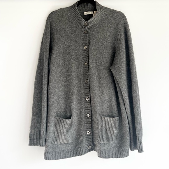 Orvis 100% Cashmere Cardigan in Grey Size XL - Picture 10 of 10
